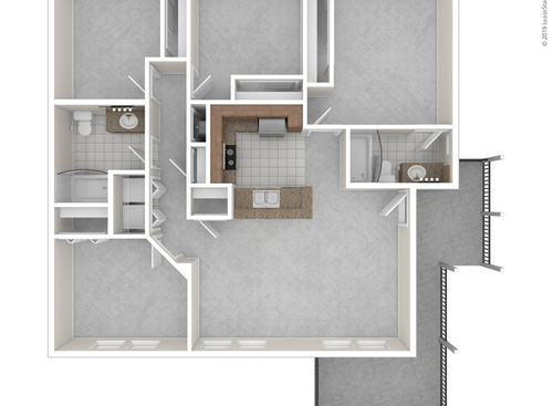 The Oak: Beds - 4: Baths - 2: SqFt Range - 1320 to 1320