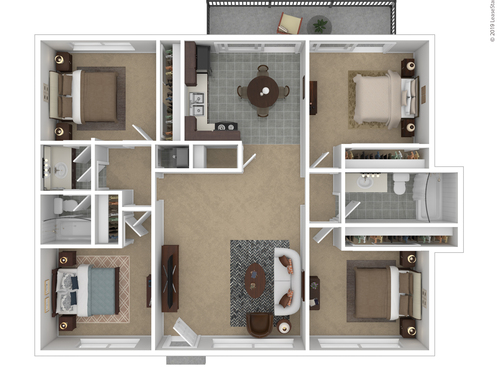 Four Bedroom: Beds - 4: Baths - 2: SqFt Range - 1267 to 1353
