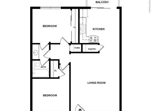 Two Bedroom: Beds - 2: Baths - 1: SqFt Range - 853 to 853