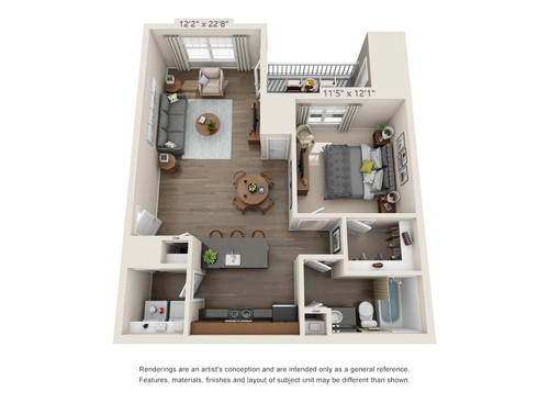 The Hero: Beds - 1: Baths - 1: SqFt Range - 775 to 775
