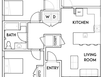 2 Bedroom 60% TC ADA: Beds - 2: Baths - 1: SqFt Range - 839 to 839