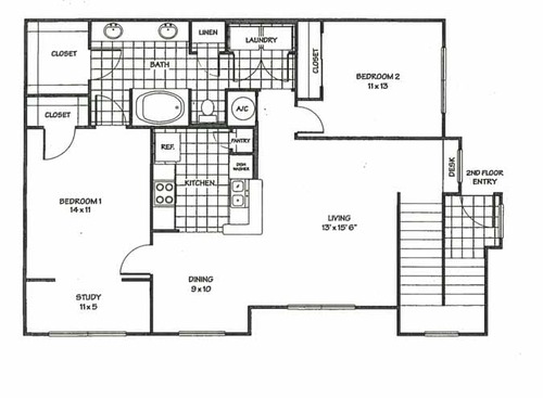 Trails At Corinthian Creek - 2B - Palermo- Computer Room - 2 bed - 1 bath - 1053 sf