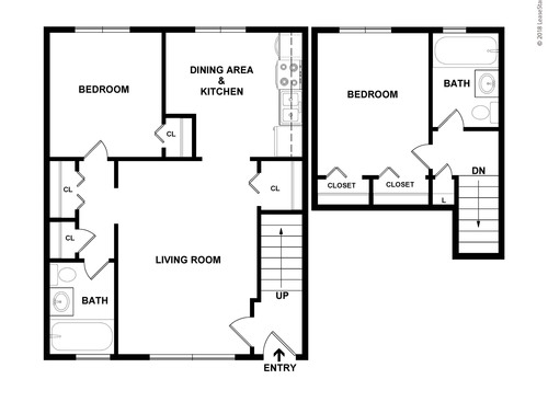 2 Bed 1 Bath: Beds - 2: Baths - 1: SqFt Range - 624 to 624