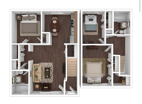 3 Bed 2 Bath Townhome: Beds - 3: Baths - 2: SqFt Range - 869 to 869