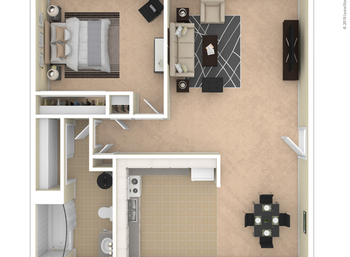1x1 Canyon: Beds - 1: Baths - 1: SqFt Range - 650 to 650
