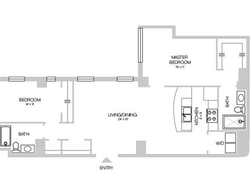 The Statler - Two Bedroom 202 - 2 bed - 2 bath - 1188 sf