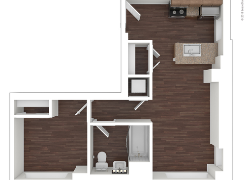2C: Beds - 1: Baths - 1: SqFt Range - 1 to 1