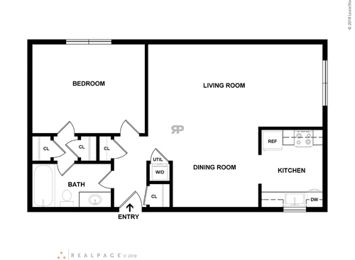 1 BEDROOM: Beds - 1: Baths - 1: SqFt Range - 640 to 640