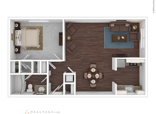 1 BEDROOM: Beds - 1: Baths - 1: SqFt Range - 640 to 640