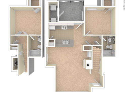 Townhouse: Beds - 2: Baths - 2: SqFt Range - 1055 to 1055