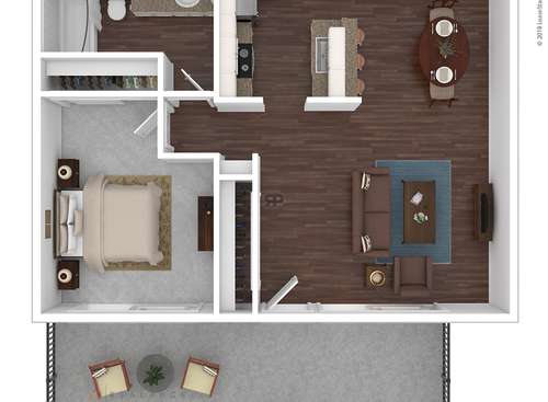 1 bedroom: Beds - 1: Baths - 1: SqFt Range - 715 to 715