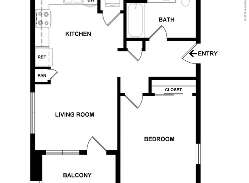 One Bedroom One Bath: Beds - 1: Baths - 1: SqFt Range - 573 to 573