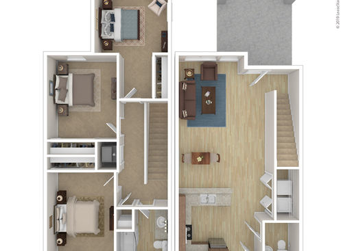 Three Bedroom: Beds - 2: Baths - 2: SqFt Range - 1269 to 1269