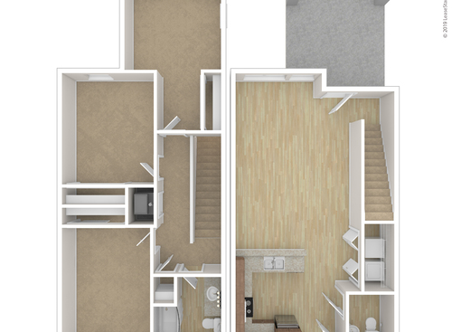 Three Bedroom: Beds - 2: Baths - 2: SqFt Range - 1269 to 1269