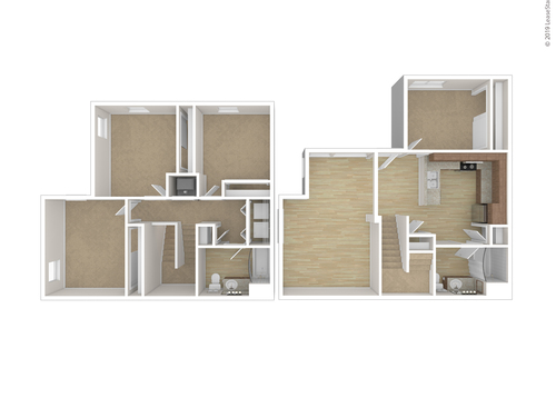 Four Bedroom: Beds - 4: Baths - 2: SqFt Range - 1443 to 1443