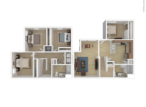 Four Bedroom: Beds - 4: Baths - 2: SqFt Range - 1443 to 1443