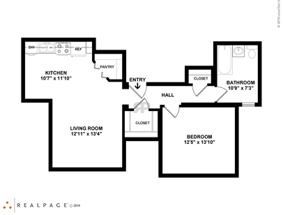 Large One Bedroom: Beds - 1: Baths - 1: SqFt Range - 701 to 701