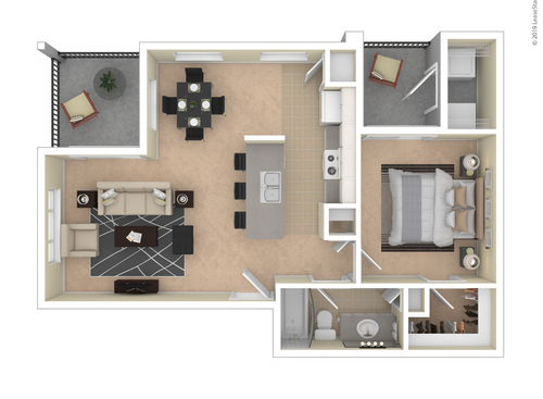 Montecito Village - Barcelona - 1 bed - 1 bath - 733 sf