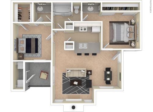 Montecito Village - Sevilla - 2 bed - 1.5 bath - 891 sf