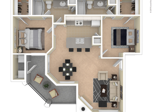 Montecito Village - Madrid - 2 bed - 2 bath - 981 sf