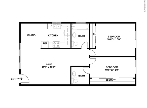 Park Grossmont - 2x2 Small - 2 bed - 2 bath - 900 sf
