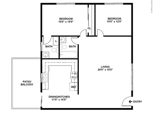 Park Grossmont - 2x2 Deluxe - 2 bed - 2 bath - 980 sf
