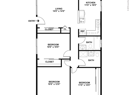Park Grossmont - 3x2 - 3 bed - 2 bath - 1100 sf