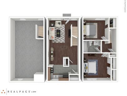 BRIDGTON PLACE TOWNHOMES - B1 - 2 bed - 2 bath - 600 sf