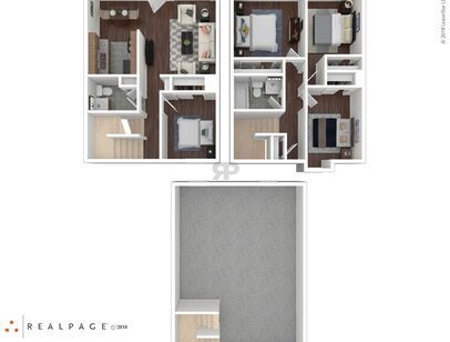 BRIDGTON PLACE TOWNHOMES - D1 - 4 bed - 2 bath - 800 sf