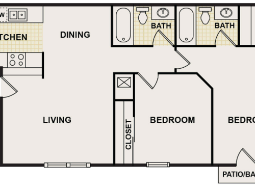 Arbors Of Burleson - 2B - 2 bed - 2 bath - 860 sf