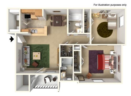 The Ketch: Beds - 2: Baths - 2: SqFt Range - 950 to 950