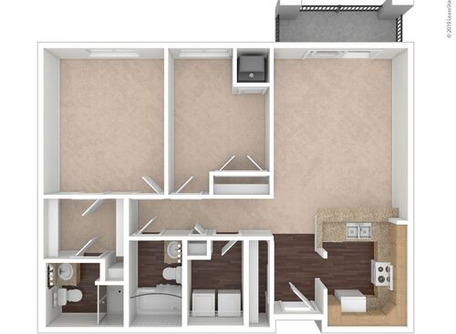 Oak: Beds - 2: Baths - 2: SqFt Range - 1020 to 1020