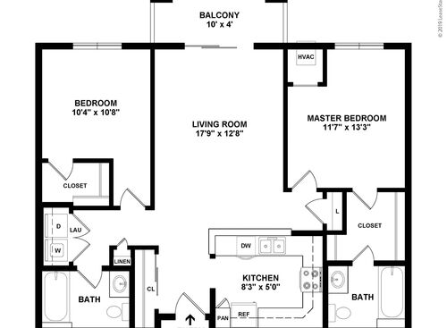 Birch: Beds - 2: Baths - 2: SqFt Range - 1020 to 1020