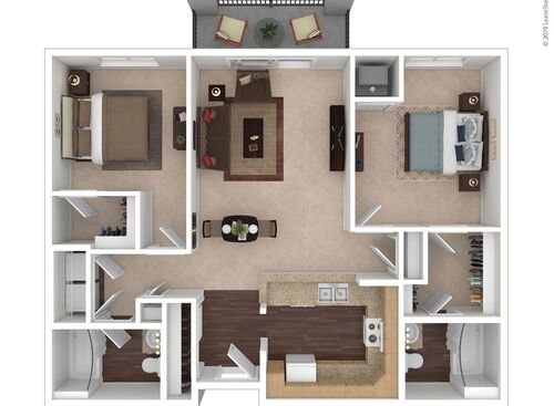 Birch: Beds - 2: Baths - 2: SqFt Range - 1020 to 1020
