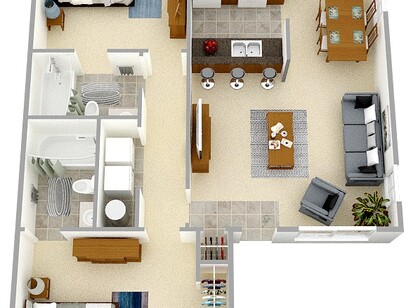 The Vista 2 Bedroom Apartment in Downtown Virginia Beach, VA