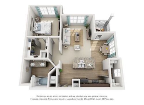 Bennett: Beds - 1: Baths - 1: SqFt Range - 858 to 858