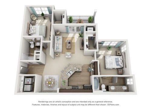 Denali: Beds - 2: Baths - 2: SqFt Range - 1118 to 1124