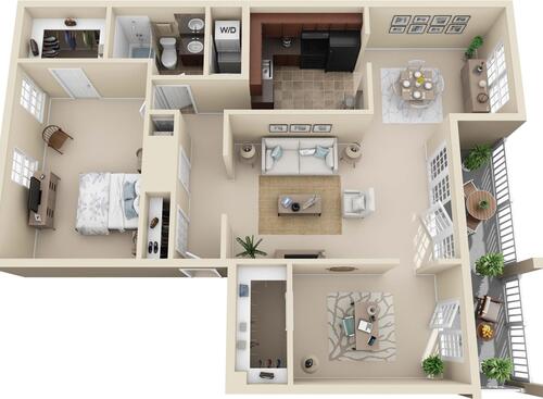 The Tiger Lily 1 Bedroom Apartment in Virginia Beach VA