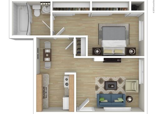 Copeland Creek Apartments - One Bedroom C1 - 1 bed - 1 bath - 570 sf