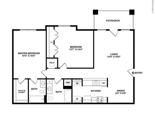A1: Beds - 2: Baths - 2: SqFt Range - 1055 to 1055