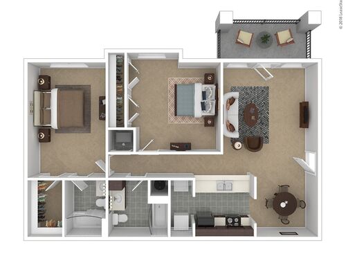 A1: Beds - 2: Baths - 2: SqFt Range - 1055 to 1055