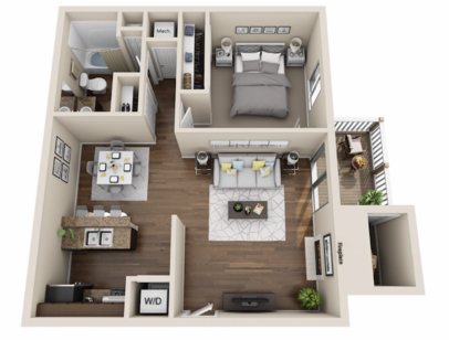 1 Bedroom: Beds - 1: Baths - 1: SqFt Range - 750 to 750