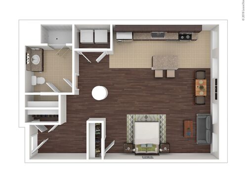 One Bedroom: Beds - Studio: Baths - 1: SqFt Range - 614 to 614