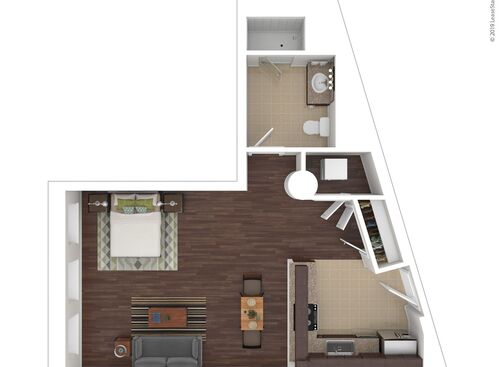 One Bedroom: Beds - Studio: Baths - 1: SqFt Range - 614 to 614