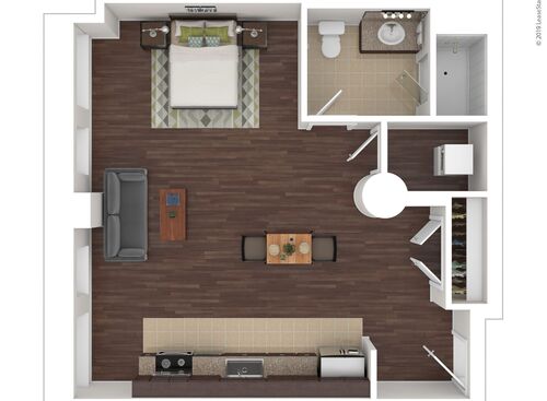 One Bedroom: Beds - Studio: Baths - 1: SqFt Range - 614 to 614