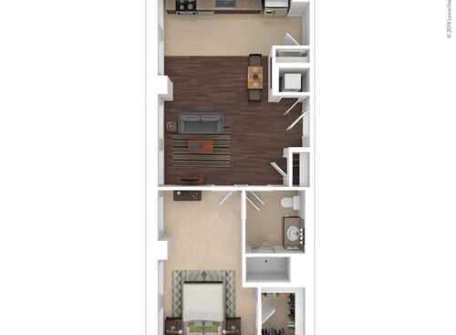 One Bedroom: Beds - 1: Baths - 1: SqFt Range - 743 to 743