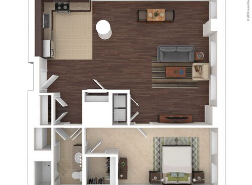 One Bedroom: Beds - 1: Baths - 1: SqFt Range - 743 to 743
