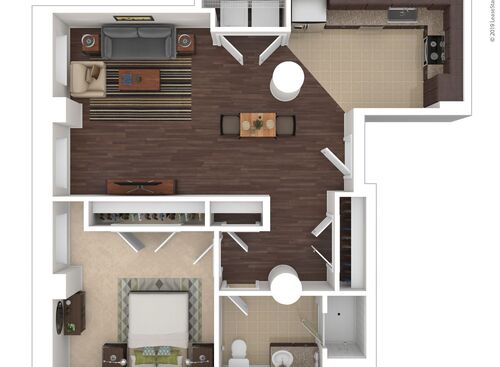One Bedroom: Beds - 1: Baths - 1: SqFt Range - 639 to 639