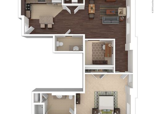 One Bedroom: Beds - 1: Baths - 1.5: SqFt Range - 1046 to 1046