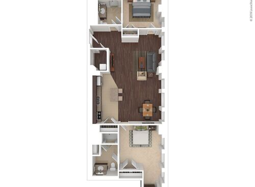 One Bedroom: Beds - 2: Baths - 2: SqFt Range - 1107 to 1264